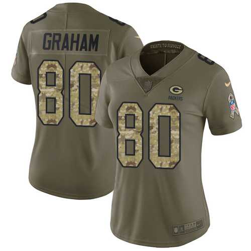 Women's Nike Green Bay Packers #80 Jimmy Graham Olive Camo Stitched NFL Limited 2017 Salute to Service Jersey